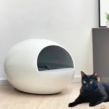Inteligente Totalmente Automático Gato Wc Anti-respingo de Ovos Gatos Caixa de Maca Elétrica Limpeza Gato Gato de Casa de Areia Bandeja com uma Pá