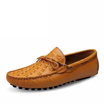 Italiano Artesanal de Calçados masculinos de Verão Novo Respirável Sapatos Confortáveis Macio Condução Casuais Sapatos de Couro de Negócios Mocassins Preguiçoso sapatos