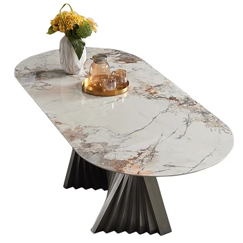 Italiano luz extravagante ardósia tabela tabela cadeira combinação mesa de negociação família simples mesa de jantar