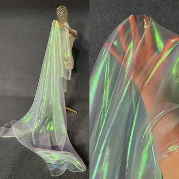 Laser Reflexiva de Organza de Tecido A Metro para o Casamento, Vestidos de Roupas Saias de Costura de Água Fio de Pano Designer Diy Decorativos