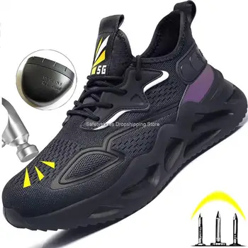 Leve Calçados de Segurança de Homens de Aço Toe Sapatos de Trabalho Anti-quebra, Anti-stab Botas de Segurança do Trabalho Masculino Construção de Calçados de Proteção
