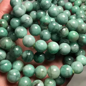 Meihan atacado natural+++ Africana Esmeralda pedra de gema redonda e lisa solta grânulos para a fabricação de jóias de DIY fazer presente