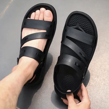 Mens Sapatos Casuais de Moda de Sandálias de Gladiador para os Homens Verão Slides Slip-on Sapatos de Praia ao ar livre Luz Chinelos de quarto Masculino Televisão Sandalias