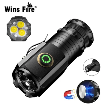 Mini Lanterna LED 3LED Ultra Forte Luz Luz do Flash de USB Portátil Recarregável Built-in Bateria com Caneta Clipe e a Cauda Ímã