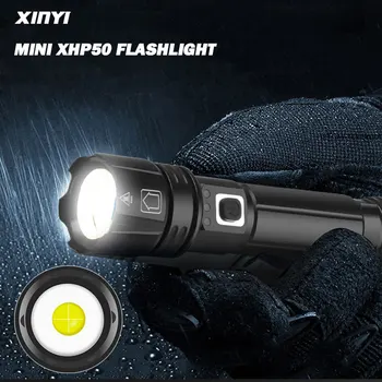 MINI XHP50 Lanterna LED Uso 14500 Suporte de Bateria de Zoom 5 Modos de Iluminação Impermeável Tocha Adequado para a aventura, camping, etc.