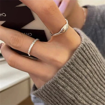 Moda Cor de Prata Metal Irregular Abrir Anéis Ajustáveis para as Mulheres Estética da Jóia Simples Vintage Acessórios 2023 Novo