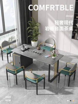 Moderno, simples e de luxo, ardósia chá mesa e cadeira combinado mesa de Escritório Kung Fu ardósia chá, chaleira integrada