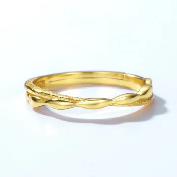 Mulheres S925 de Anéis de Prata Esterlina 10k Banhado a Ouro Ins Estilo Elegante Geométricas Anel Ajustável Anillos Mujer