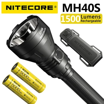 NITECORE MH40S 1500 lúmen de longo alcance lanterna, suporte a USB de carregamento, o pacote inclui 2 baterias