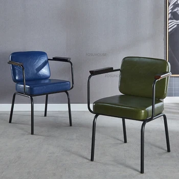 Nordic de Ferro Forjado Cadeiras de Jantar para Casa de Móveis Vintage Lazer Cadeira Família Encosto de Braço de Restaurante, Cadeira de Jantar