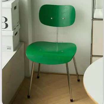 Nordic negociação cadeira do café do aço inoxidável pé única cadeira simples de madeira, encosto de chá de leite de loja cadeira de jantar