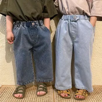Novo design Unissex crianças de moda de todos-jogo de perna larga, denim, calças de Crianças soft casual jeans
