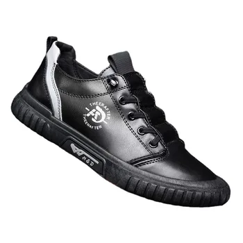 Novos Sapatos de Couro Respirável Homens Tênis Casual Slip-on Apartamentos de Moda de Sapatos de Homem de Jogging de Calçados Esportivos Zapatillas De Deporte