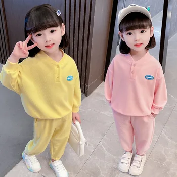 O bebê Meninas Conjunto de Roupa de Criança Casaco + Calça 2pcs Roupas 2023 Primavera, Outono infantil Traje Estilo coreano