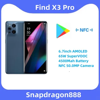 Original OPPO Encontrar Novos X3 Pro 5G de Telefone Celular de 6,7 polegadas AMOLED Snapdragon888 65W SuperVOOC 4500Mah Bateria NFC 50.0 MP Câmera