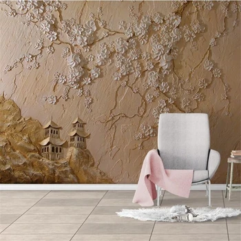 Papel de parede personalizado 3d обои relevo tridimensional flor mural do edifício sala de estar, quarto, restaurante PLANO de fundo do papel de parede