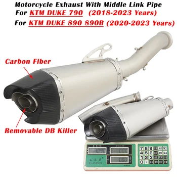 Para KTM DUKE 790 890 890R R 2018 - 2022 2023 de Exaustão da Motocicleta Escape Modificado de Fibra de Carbono Escape Meio de Ligação de Tubos DB Killer