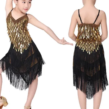 Pendão De Dança Latina De Vestido Para As Meninas Crianças De Salsa, Tango, Dança De Salão Vestido Concurso De Fantasias, As Crianças Praticam Dança De Roupas