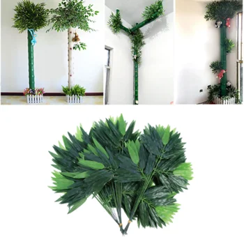 Ramos Artificial Verde Bambu, Folhas De Plástico Casa Decorações Artificial, Simulação De Seda, De Pano, Folha De Bambu