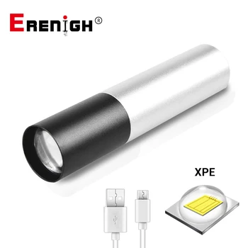 Recarregável USB Mini XPE Lanterna LED 3 Modos Impermeável Zoomable Construir-na Bateria 800mAh Tocha Lanterna para Iluminação Exterior