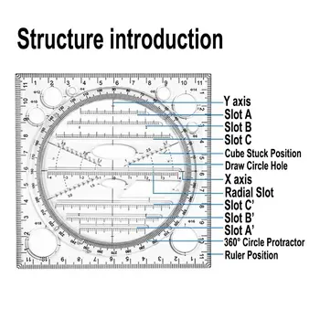 Rotary Multifuncional Régua, Desenhe Rapidamente Rodada Figura Geométrica Desenho Régua Função Do Modelo De Artefato Elipse