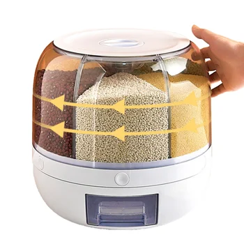 Rotatable de 360 graus de arroz distribuidor de secos selados balde de cereais dispensador de umidade-prova de alimentos da cozinha recipiente de armazenamento de caixa de