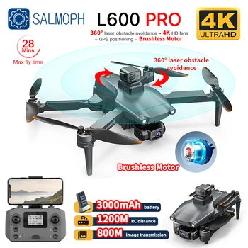 SALMOPH L600 PRO Drone 4K Profissional HD, Câmera Dupla Evitar Obstáculos sem Escova 5G wi-FI Quadcopter FPV GPS Dron VS L900 PROSA