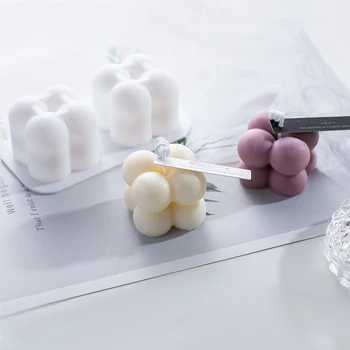 Silicone Vela do Molde 3D Bola em Forma de Cubo Bolo Assar Molde-Vara 3D de Chocolate Sabão Moldes para DIY Vela Fazendo Artesanato