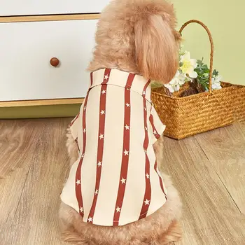 Suor-absorvente Gato Adorável Camisa Cão Casaco de Roupas Respirável Pet T-shirt Fecho de Botão de Cachorro Mascote