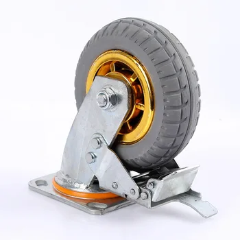 Super pesado universal roda 4 5 6inch de borracha resistente ao desgaste silencioso anti-derrapante carrinho de rodas Móveis com Rodízios de carga de 400 kg