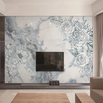 Tamanho personalizado Mural de Estilo Europeu Moderno Marmoreio Padrão Fresco TV da Sala de estar de plano de Fundo de Parede de Pano de Decoração de Casa de revestimento de Parede em 3D
