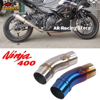 Tubulação de Exaustão da motocicleta Silenciador de Escape Sistema de Ligação do Meio de Tubos de 51mm Escorregar Para a Kawasaki Ninja 400 Ninja400 EX400 Z400 2017-2023