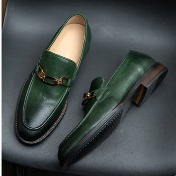 Verde Mocassins Homens Slip-On Couro Casual Sapatos de Couro de Camurça Suave Comforatable Sapatos p30d50