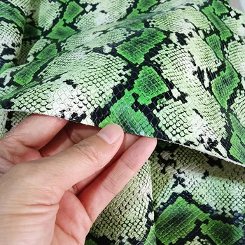 Verde Python Estampados em Camadas em Relevo Couro Cromo de Couro Curtido Cabeça Camada de couro de Couro feito à mão DIY de Mão em Couro
