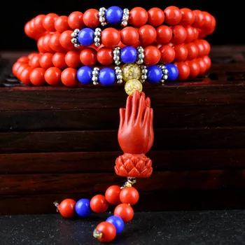 Vermelho Natural Orgânico de Cinábrio Perla o Bracelete Original Design 108 Mala para as Mulheres de Yoga, Meditação Balanceamento de Jóias de Presente a Ela