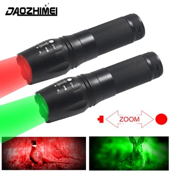 Vermelho/Verde/Luz Branca Lanterna Tática Zoomable Caça Foco de Luz Ajustável do DIODO emissor de luz Tocha para a Caça, Pesca, acampamento, Lanterna