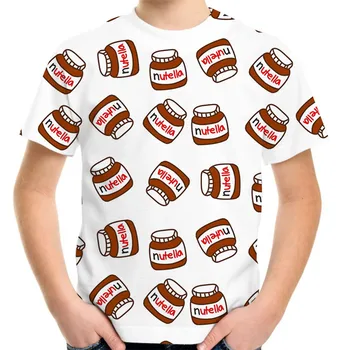 Verão Menino Menina de Alimentos Nutella Engraçado Imprimir T-Shirt Crianças Teen anos 90 Harajuku Kawaii Moda Tshirt de Crianças Bonito dos desenhos animados de Roupas Tops