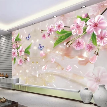 wellyu de Cristal do Amor de borboleta ameixa PLANO de fundo de parede personalizados grande mural de seda verde papel de parede papel de parede para quarto