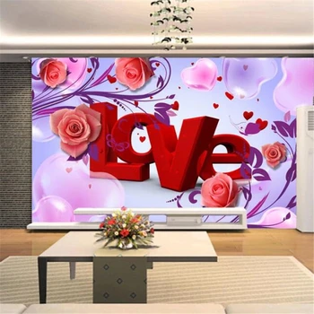 wellyu papel de parede Personalizado 3d mural romântico quente de AMOR rosa de casamento sala de TV sala de estar parede de quarto restaurante mural 3d papel de parede