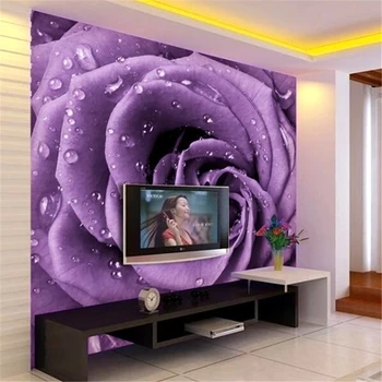 wellyu papel de parede Personalizado grandes murais, elegante decoração da casa, roxo bonito big rose PLANO de fundo de papel de parede