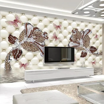 wellyu papel de parede Personalizado papel de parede de Diamante de água de rosas reflexão jóia parede de fundo 3d papel de parede papier peint tapeta