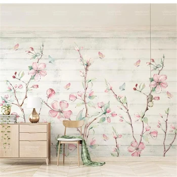 wellyu papéis de parede decoração papel de parede Personalizado Aquarela em madeira de cerejeira grão de borboleta PLANO de fundo Mural de papel de parede