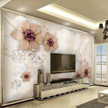 wellyu Personalizados grande mural de moda, decoração do diamante do teste padrão de flor jóia de fundo de parede papel de parede papel de parede