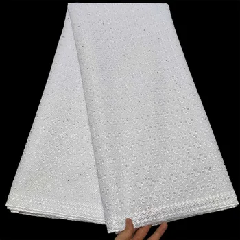 White Lace Suíço Tecido Africano Tecido do Laço Suíço em Voile de Renda na Suíça, De 2,5 Metros Africano 100% Algodão Tecido Para o Vestido de B547