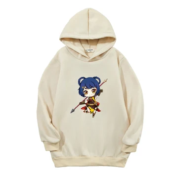 Xiangling Genshin Impac Jogo Quente Anime Suéter com Capuz para meninas roupas de crianças meninos Kawaii Moletom Harajuku crianças outerwear